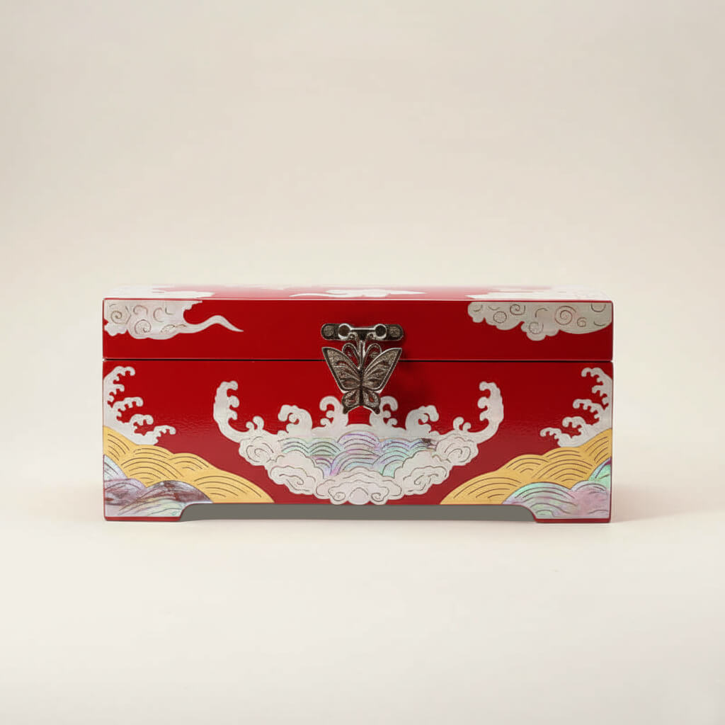 Handcrafted Jewelry Box with Inlaid Colored Shells QS03