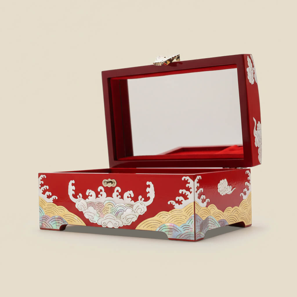 Handcrafted Jewelry Box with Inlaid Colored Shells QS03