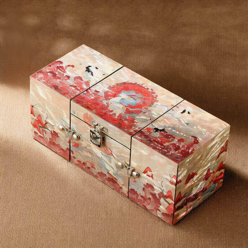 Handcrafted Jewelry Box with Inlaid Colored Shells QS05