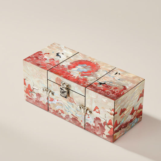 Handcrafted Jewelry Box with Inlaid Colored Shells QS05