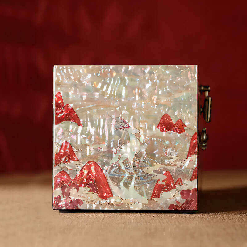Handcrafted Jewelry Box with Inlaid Colored Shells QS05