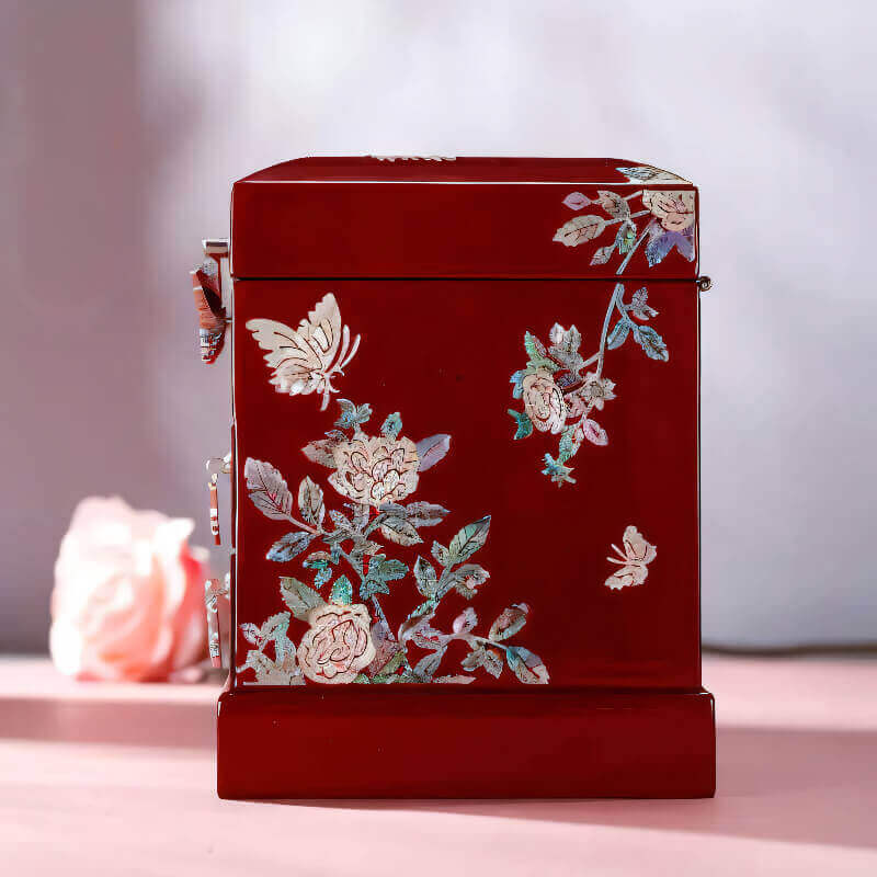 Handcrafted Jewelry Box with Inlaid Colored Shells QS07