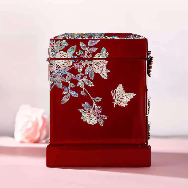 Handcrafted Jewelry Box with Inlaid Colored Shells QS07