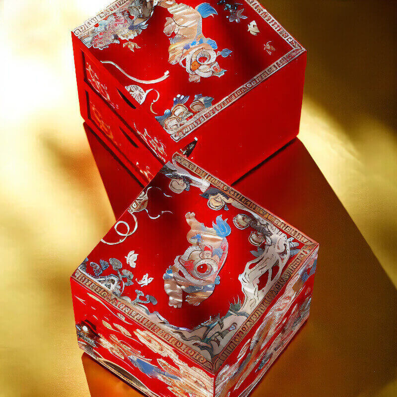 Handcrafted Jewelry Box with Inlaid Colored Shells QS08