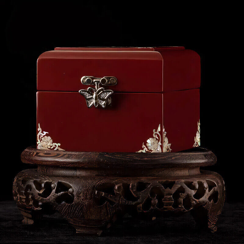 Handcrafted Jewelry Box with Inlaid Colored Shells QS11