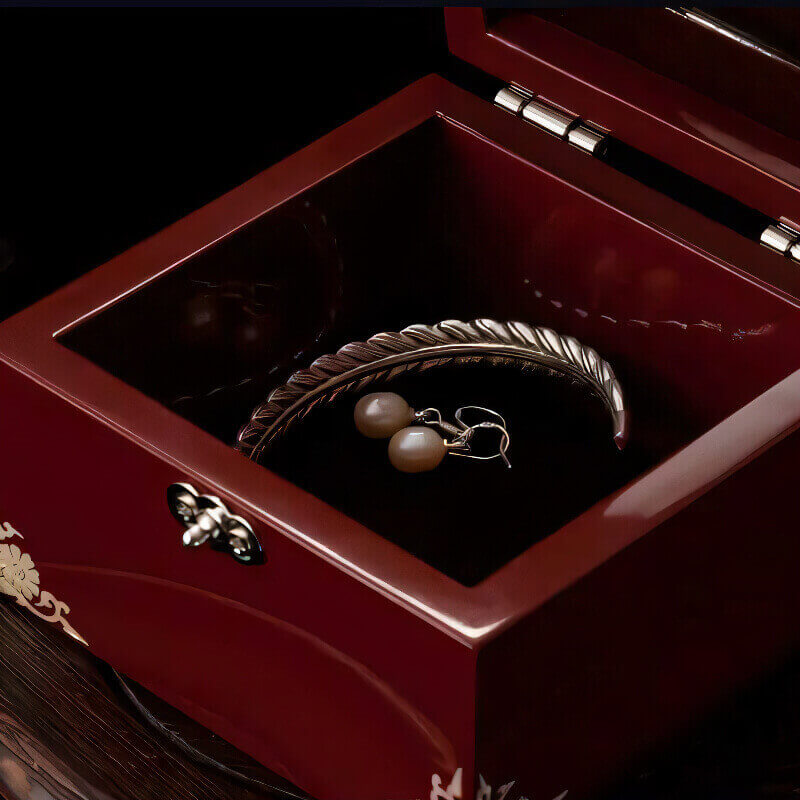 Handcrafted Jewelry Box with Inlaid Colored Shells QS11