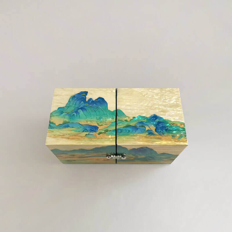 Handcrafted Jewelry Box with Inlaid Colored Shells QS14