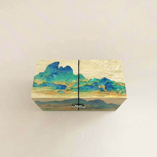 Handcrafted Jewelry Box with Inlaid Colored Shells QS14
