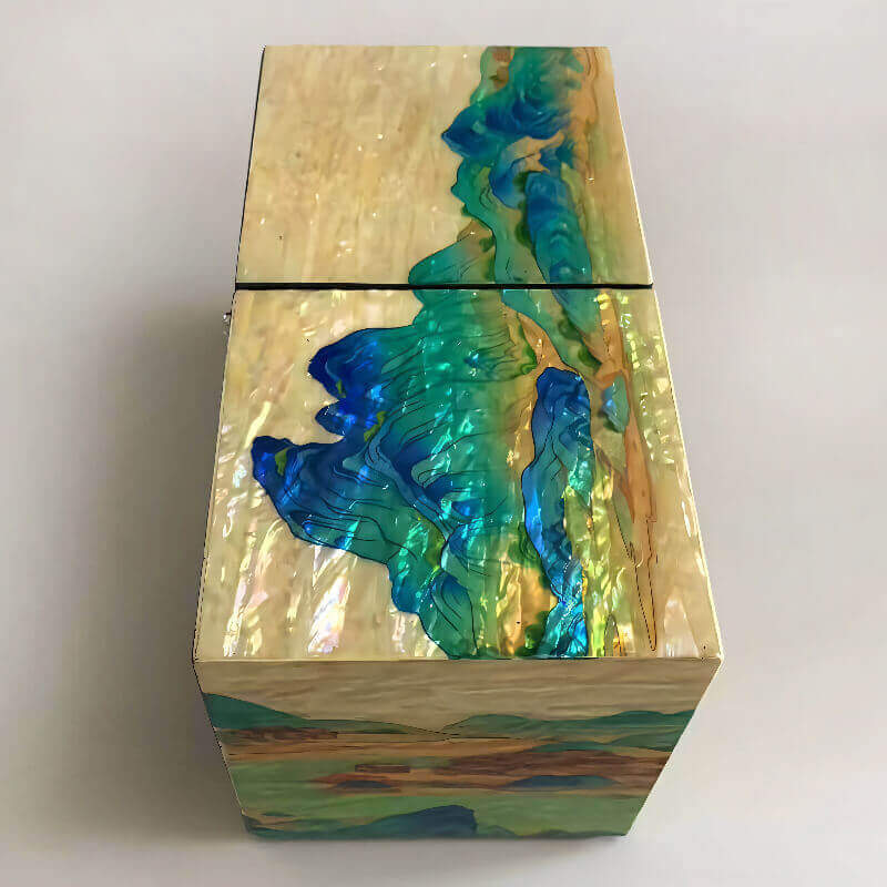 Handcrafted Jewelry Box with Inlaid Colored Shells QS14