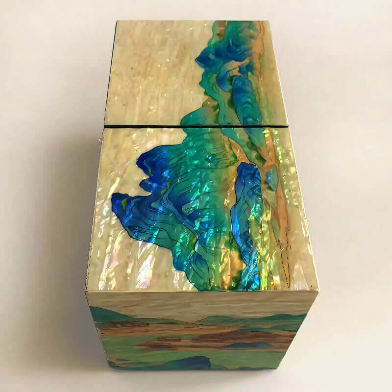 Handcrafted Jewelry Box with Inlaid Colored Shells QS14