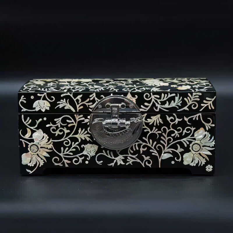 Handcrafted Jewelry Box with Inlaid Colored Shells QS16