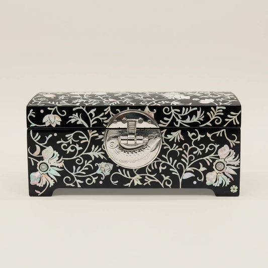 Handcrafted Jewelry Box with Inlaid Colored Shells QS16