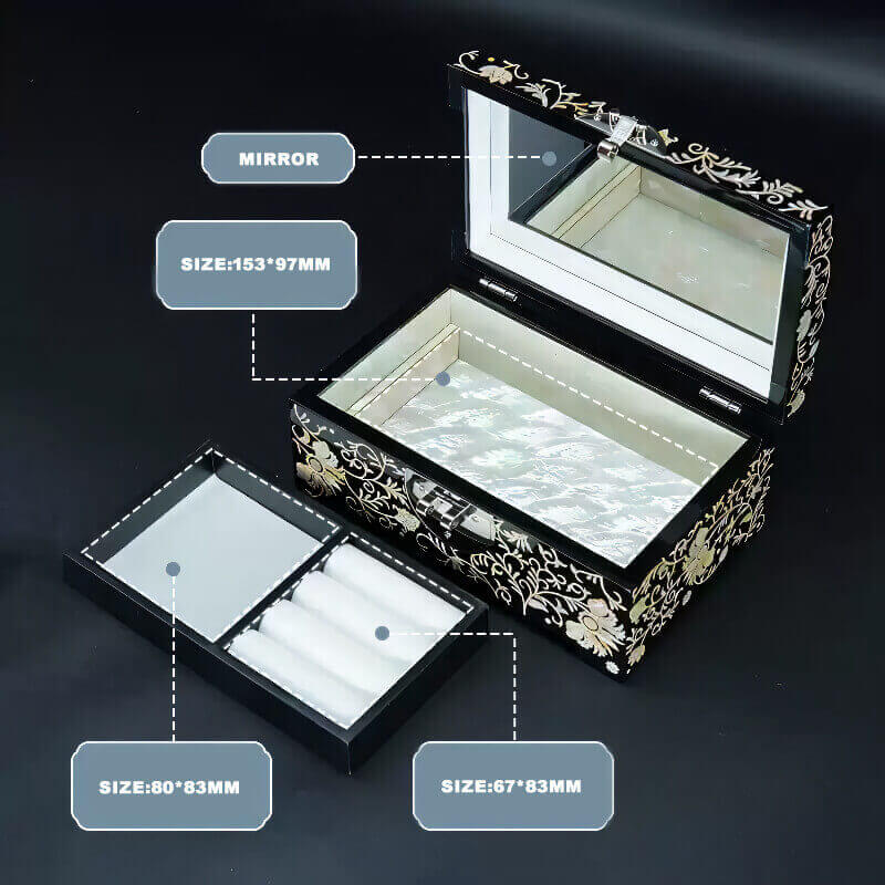 Handcrafted Jewelry Box with Inlaid Colored Shells QS16
