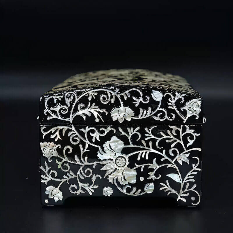 Handcrafted Jewelry Box with Inlaid Colored Shells QS16