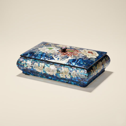 Handcrafted Jewelry Box with Inlaid Colored Shells QS19