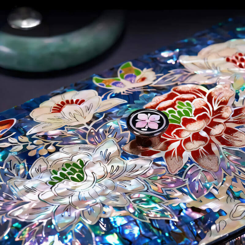 Handcrafted Jewelry Box with Inlaid Colored Shells QS19