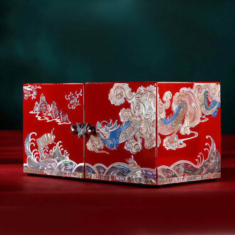 Handcrafted Jewelry Box with Inlaid Colored Shells QS21