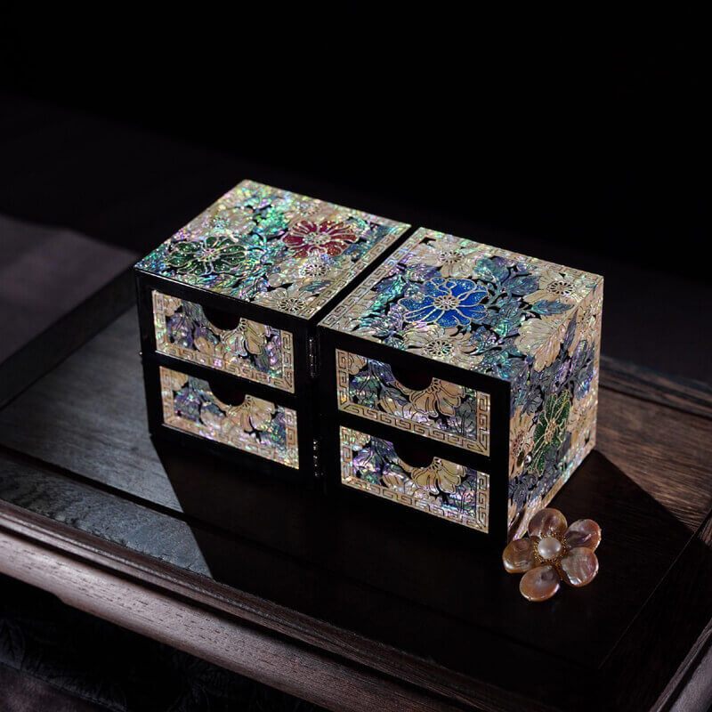 Handcrafted Jewelry Box with Inlaid Colored Shells ZB08