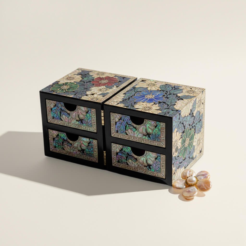 Handcrafted Jewelry Box with Inlaid Colored Shells ZB08
