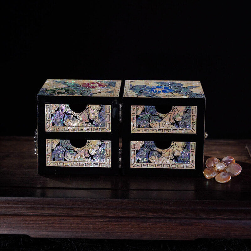 Handcrafted Jewelry Box with Inlaid Colored Shells ZB08