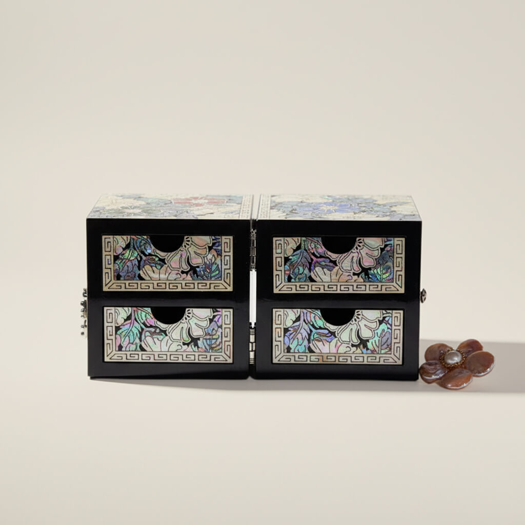 Handcrafted Jewelry Box with Inlaid Colored Shells ZB08