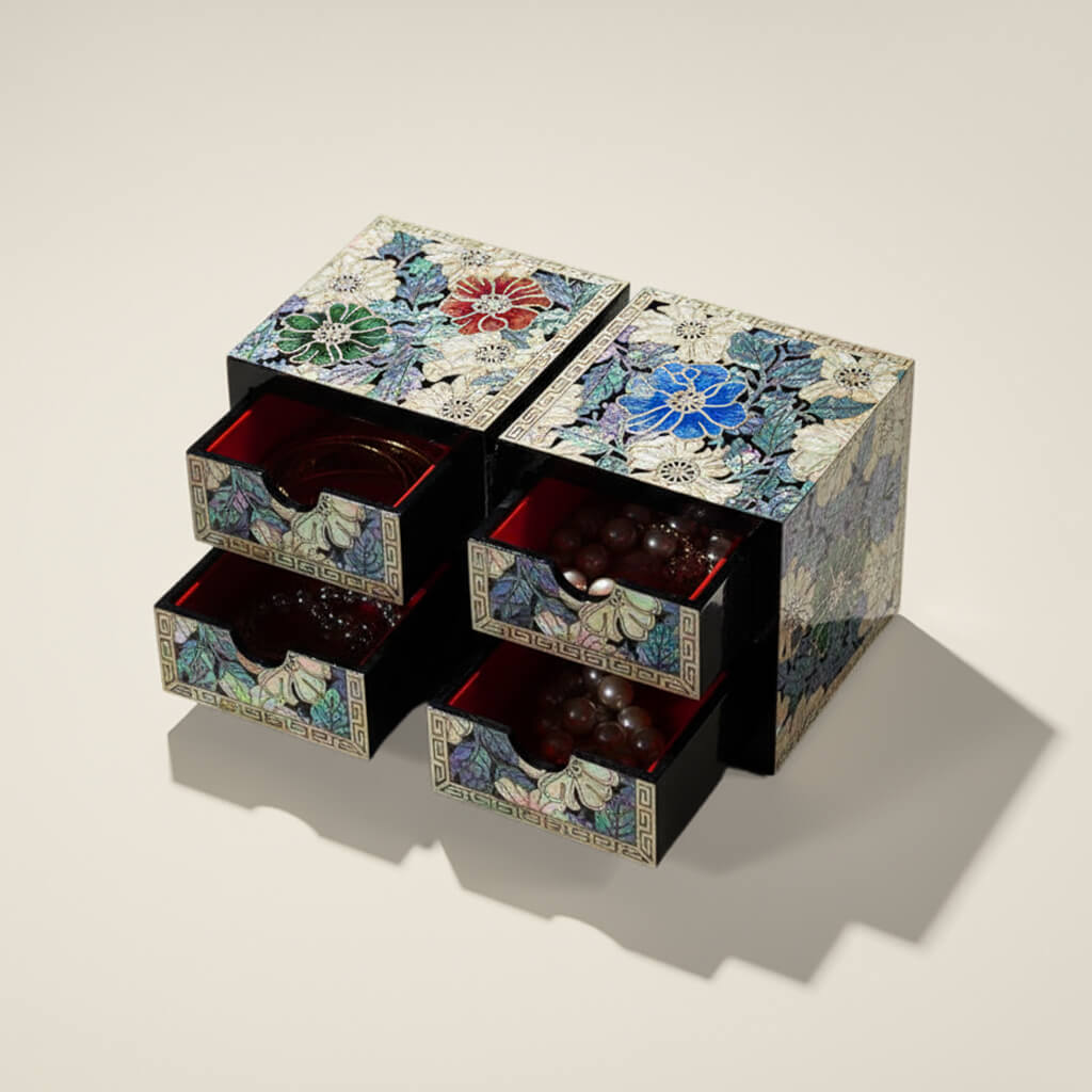 Handcrafted Jewelry Box with Inlaid Colored Shells ZB08