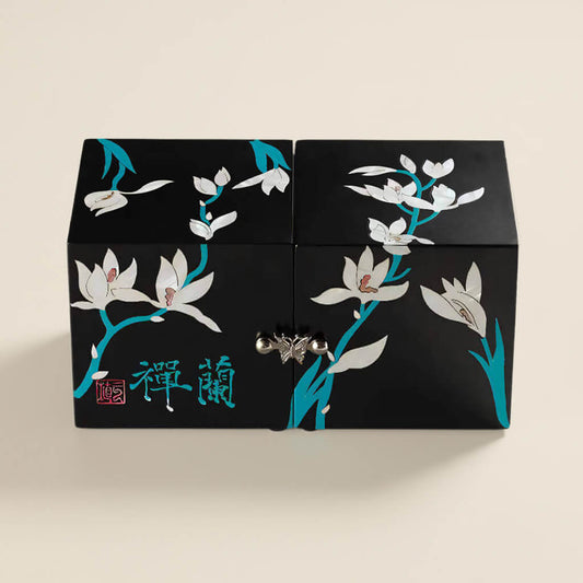 Handcrafted Jewelry Box with Inlaid Colored Shells B051