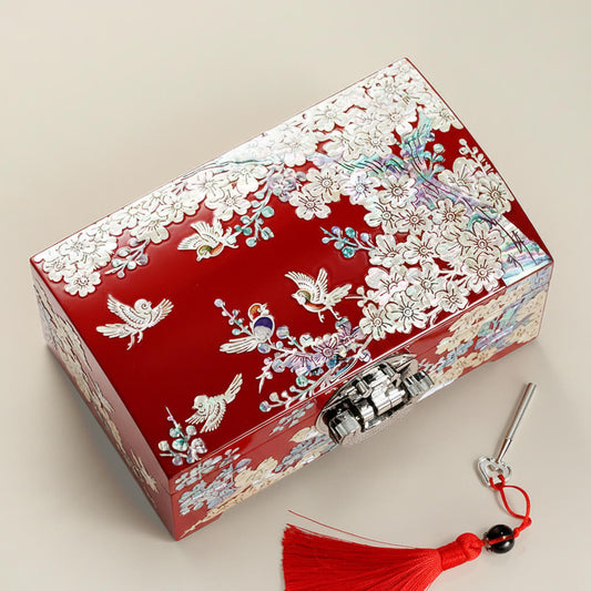 Handcrafted Jewelry Box with Inlaid Colored Shells FG11