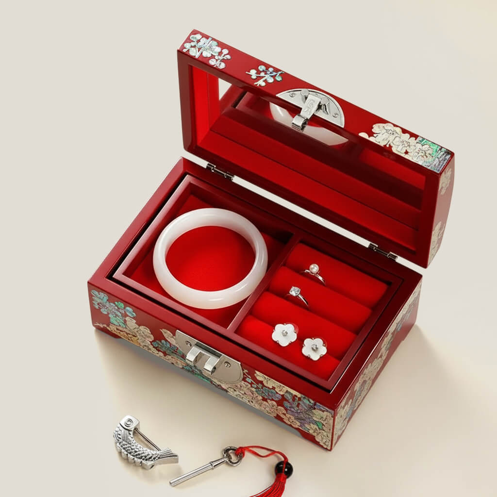 Handcrafted Jewelry Box with Inlaid Colored Shells FG11 / Essential Edition