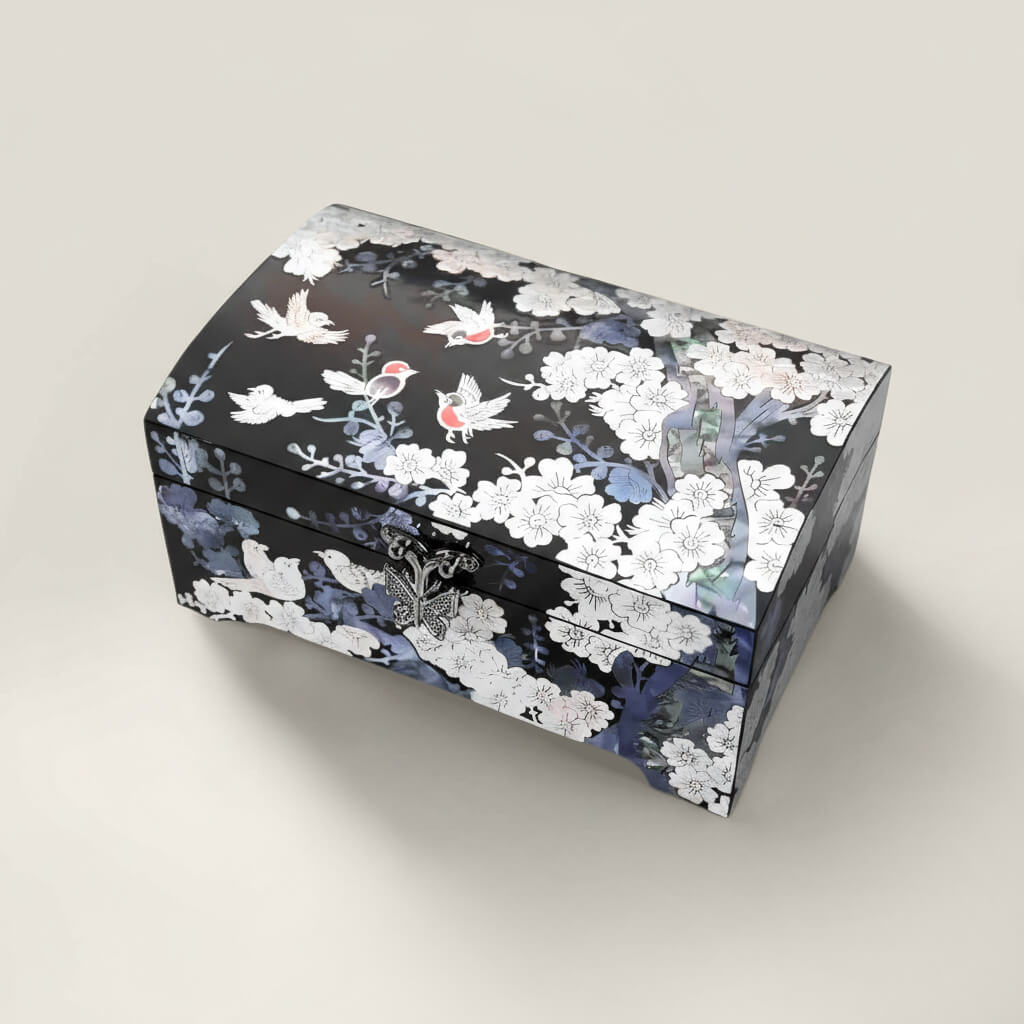 Handcrafted Jewelry Box with Inlaid Colored Shells FG11