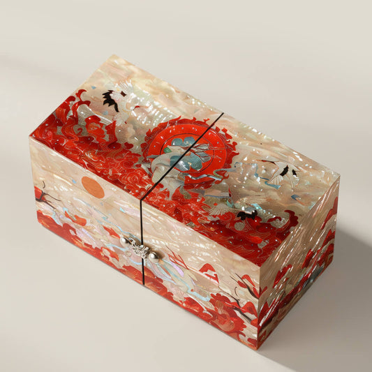 Handcrafted Jewelry Box with Inlaid Colored Shells QS01