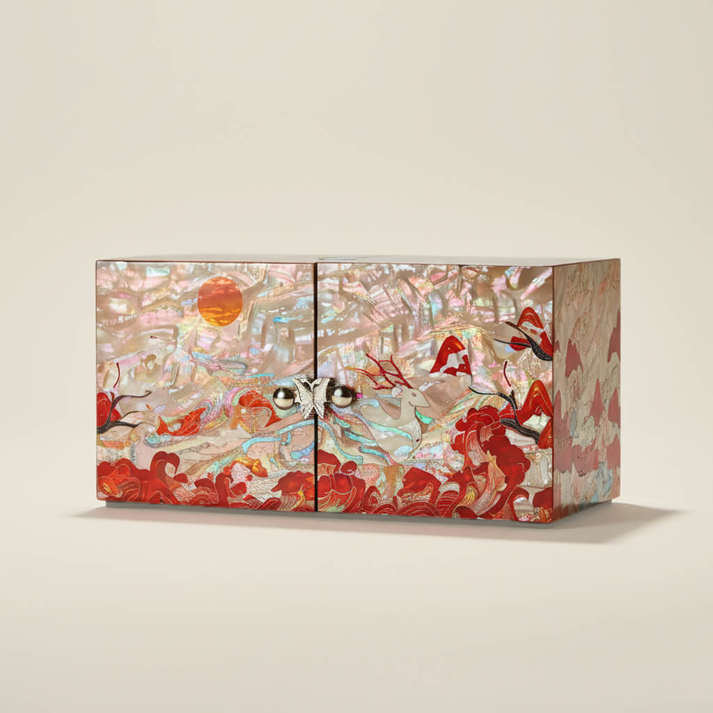 Handcrafted Jewelry Box with Inlaid Colored Shells QS01