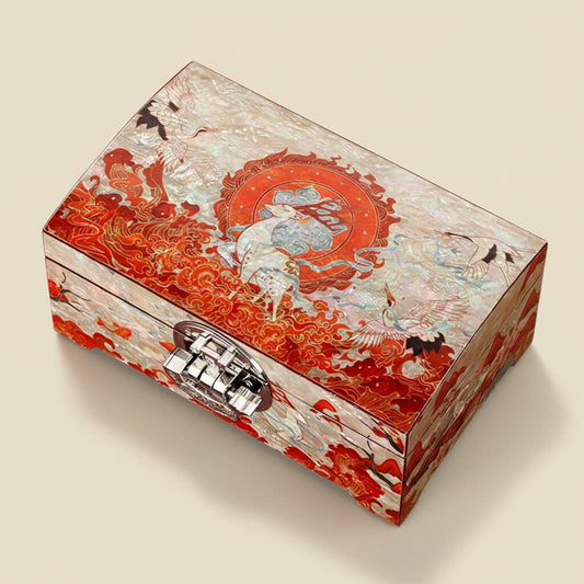Handcrafted Jewelry Box with Inlaid Colored Shells QS02