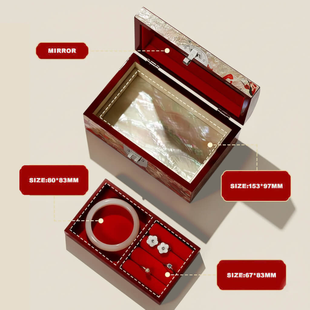 Handcrafted Jewelry Box with Inlaid Colored Shells QS02