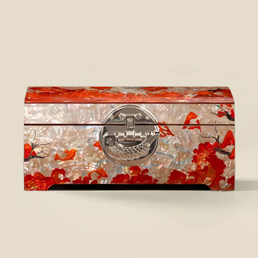 Handcrafted Jewelry Box with Inlaid Colored Shells QS02