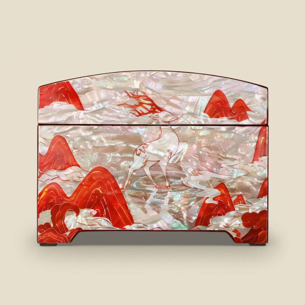 Handcrafted Jewelry Box with Inlaid Colored Shells QS02