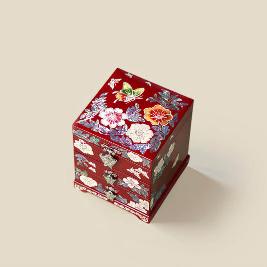 Handcrafted Jewelry Box with Inlaid Colored Shells SH04