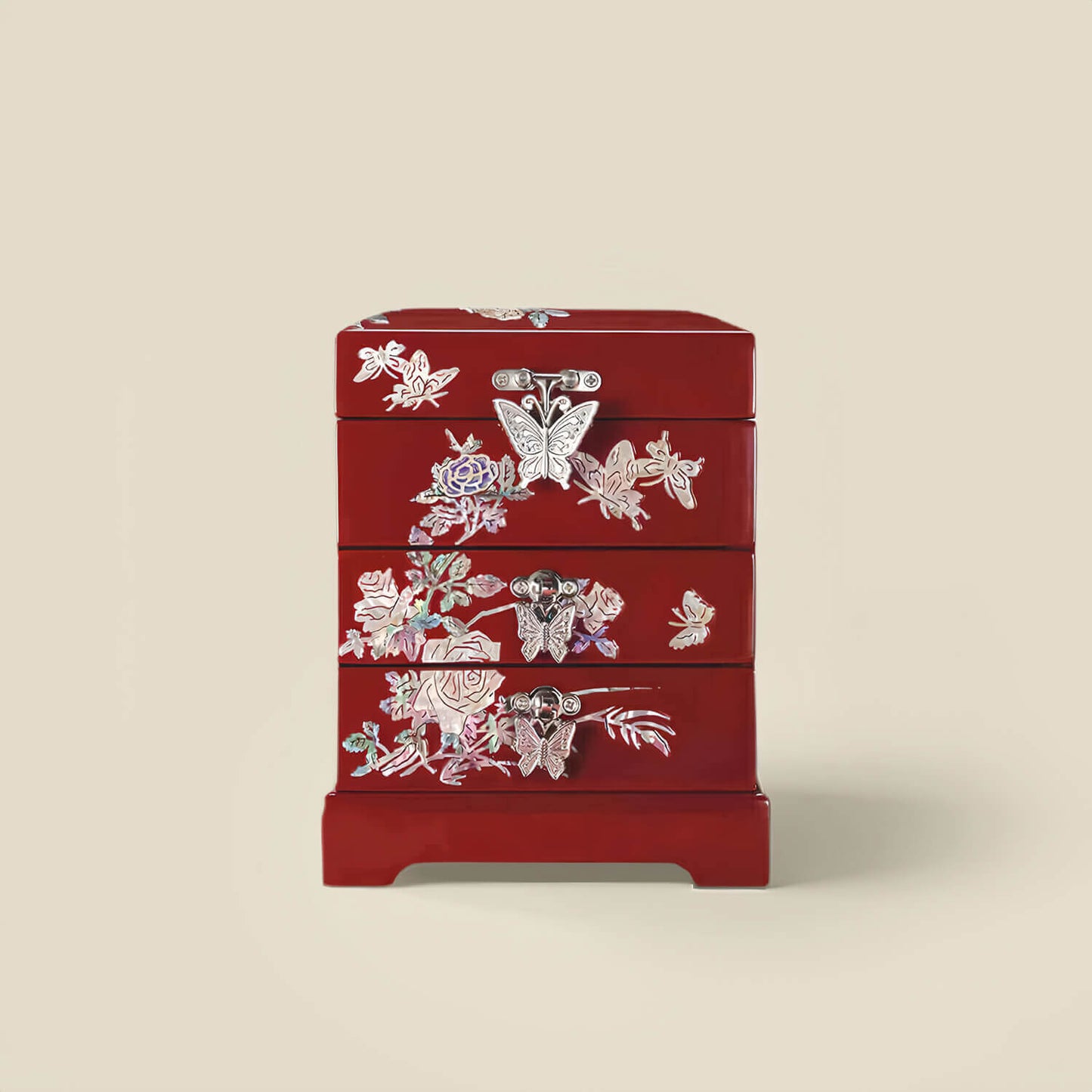 Handcrafted Jewelry Box with Inlaid Colored Shells QS07