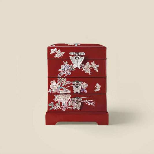 Handcrafted Jewelry Box with Inlaid Colored Shells QS07