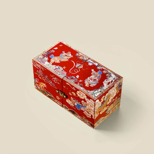 Handcrafted Jewelry Box with Inlaid Colored Shells QS08