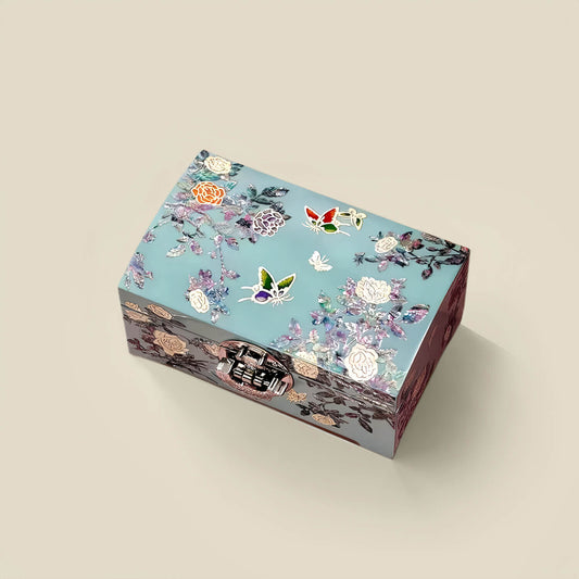 Handcrafted Jewelry Box with Inlaid Colored Shells QS10