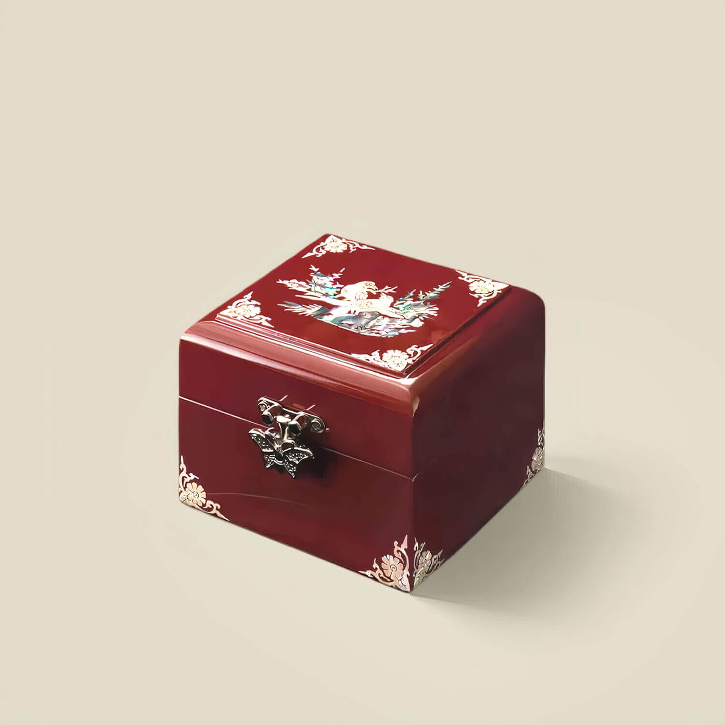 Handcrafted Jewelry Box with Inlaid Colored Shells QS11
