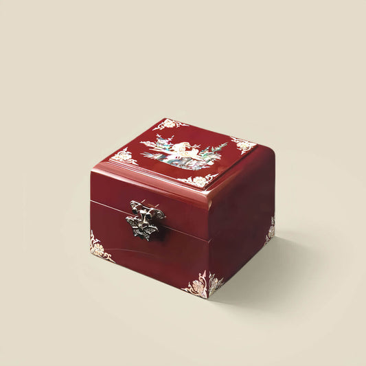 Handcrafted Jewelry Box with Inlaid Colored Shells QS11