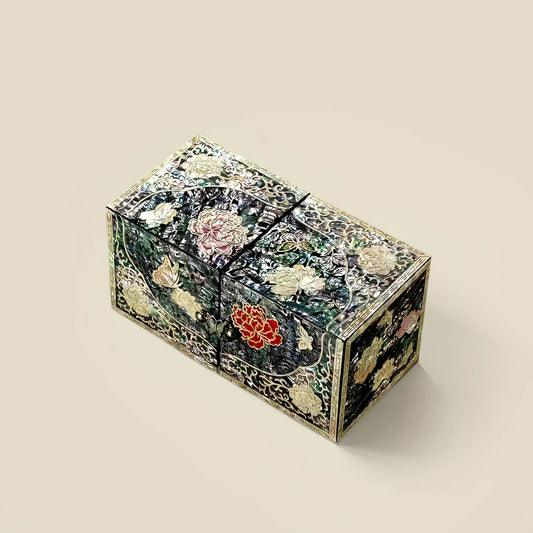 Handcrafted Jewelry Box with Inlaid Colored Shells QS13