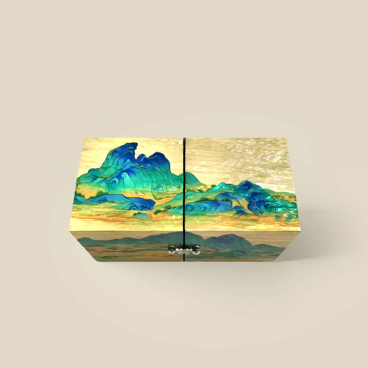 Handcrafted Jewelry Box with Inlaid Colored Shells QS14