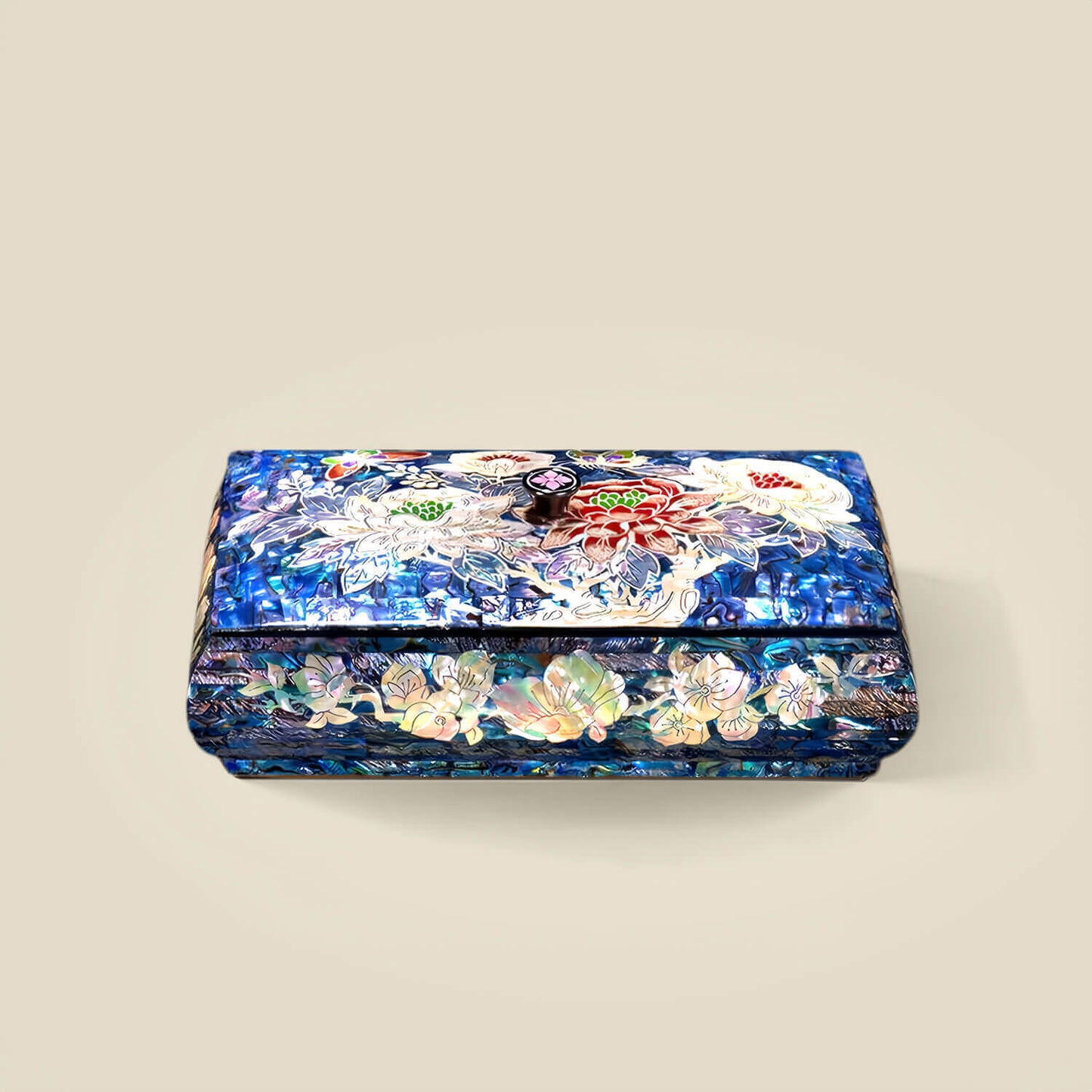 Handcrafted Jewelry Box with Inlaid Colored Shells QS19