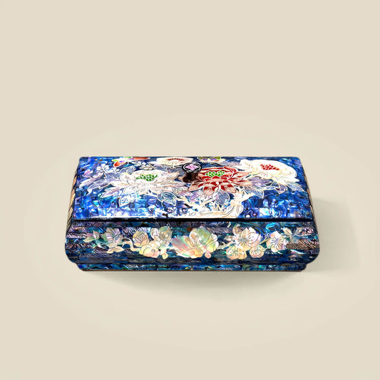 Handcrafted Jewelry Box with Inlaid Colored Shells QS19