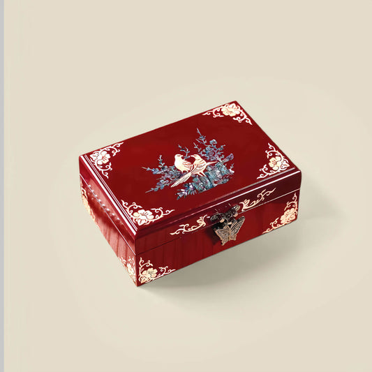Handcrafted Jewelry Box with Inlaid Colored Shells QS20