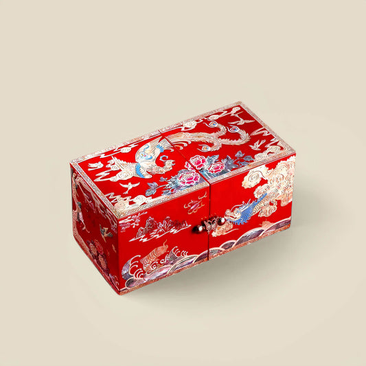 Handcrafted Jewelry Box with Inlaid Colored Shells QS21