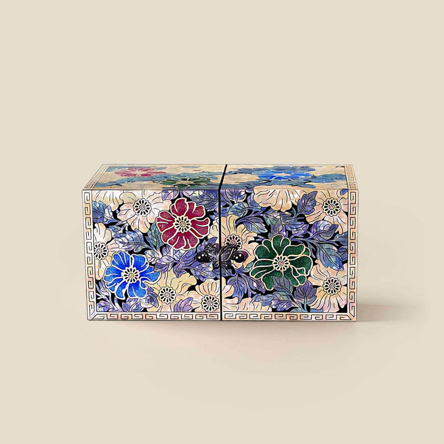 Handcrafted Jewelry Box with Inlaid Colored Shells ZB08